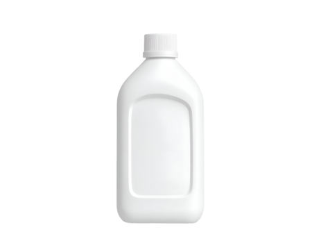 White Plastic Bottle with Cap Isolated on Black Background, Blank Label Area for Product Mockup