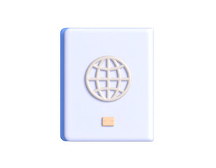 3D Minimalist Passport Icon with Globe Symbol for International Travel and Identity