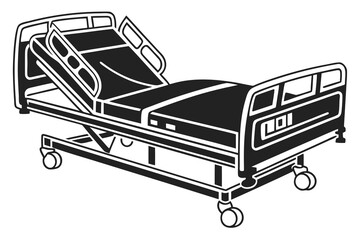 Adjustable Hospital Bed with Wheels.