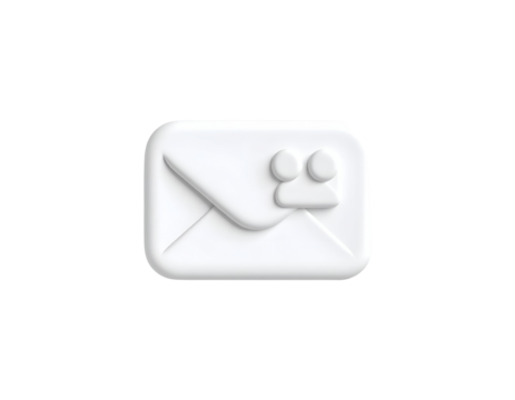 3D Render of a White Minimalist Envelope and User Profile Icon for Digital Communication