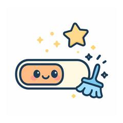 Progress bar cleaning tool with sparkles