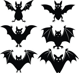 Black Bat Silhouettes: Halloween Decorations, Vector Art, Spooky Design