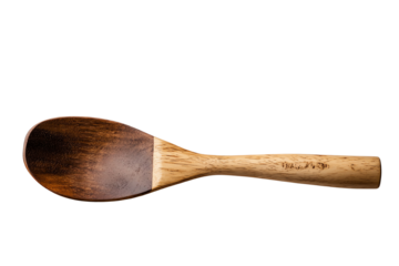Wooden spoon isolated on a white background, ideal for cooking and serving food.