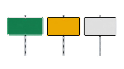 Blank road signs for directions, announcements, or travel concepts, copy space