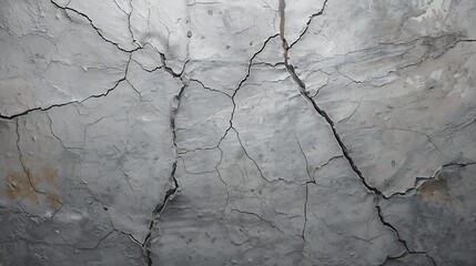 Close-up view of a cracked concrete surface showing intricate patterns of fissures and damage.