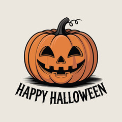 A scary Halloween pumpkin vector illustration with an evil jack-o'-lantern face is isolated on a white background for a spooky October celebration