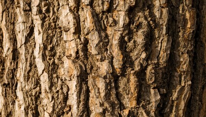 Obraz premium Detailed close-up view of a tree's textured bark, showcasing intricate patterns and varied shades of brown and gray.