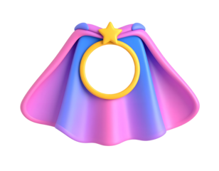 3D Rendered Superhero Cape with Yellow Star and Round Frame for Profile Picture or Avatar