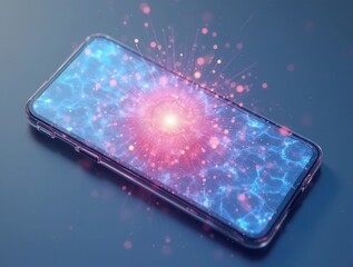 Smartphone emitting bright light with futuristic design