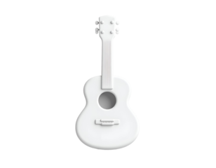 White Ukulele Musical Instrument Minimalist Style on Black Background 3D Render Illustration