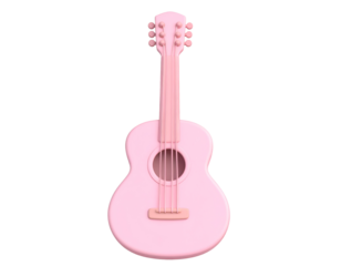 Minimalist 3D Render of a Cute Pink Ukulele Musical Instrument on Black Background