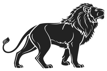 Majestic Lion Silhouette Roaring Proudly.