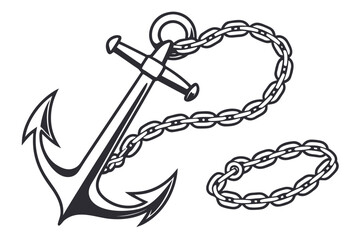 Nautical Anchor and Chain Illustration 1.