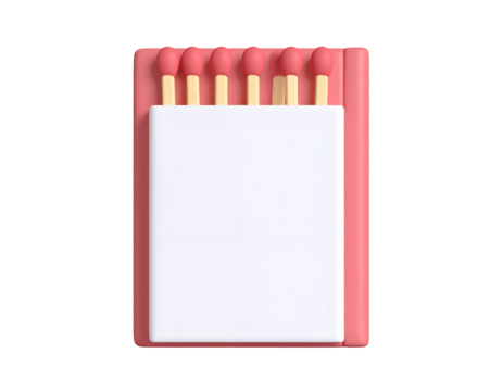 3D Cartoon Illustration of Open Pink Matchbox with Red-Tipped Matches, Isolated on Black - Powered by Adobe