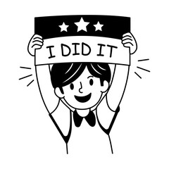 A doodle style icon representing accomplished
