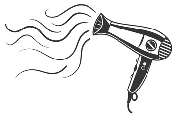 Stylized Hair Dryer Blowing Waves of Air.