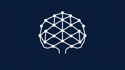 Abstract Representation of Brain Network with Geometric Lines and Nodes on Dark Background for Technology and Neuroscience Concepts