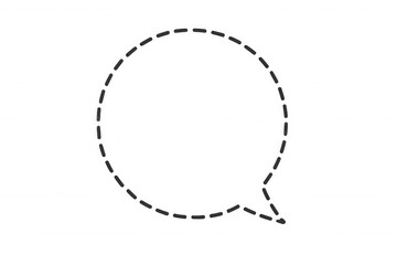 Speech bubble with dashed outline representing communication, conveying dialogue and idea sharing, positioned on clean transparent background