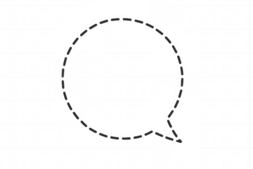 Speech bubble with dashed outline representing communication, conveying dialogue and idea sharing, positioned on clean transparent background