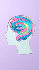 Colorful paper cut profile of head