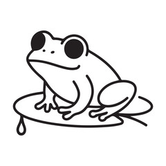 One single line Art drawing of cute frog for company logo identity. Amphibian animal icon concept. with white background