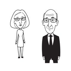 Old people black and white illustration vector image simple minimalist artwork design template