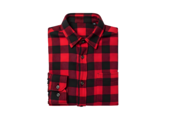 Folded red and black buffalo plaid shirt isolated on transparent background a classic and versatile wardrobe staple for a timeless and rugged look