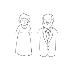 Old people black and white illustration vector image simple minimalist artwork design template