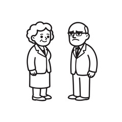Old people black and white illustration vector image simple minimalist artwork design template