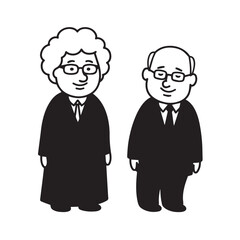 Old people black and white illustration vector image simple minimalist artwork design template