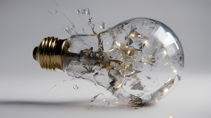 Das Glas einer Gl&uuml;hbirne zerbricht.