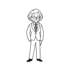 Old people black and white illustration vector image simple minimalist artwork design template