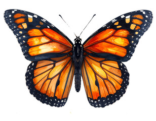 Mariposa Monarca Acuarela Aislada PNG