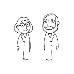 Old people black and white illustration vector image simple minimalist artwork design template