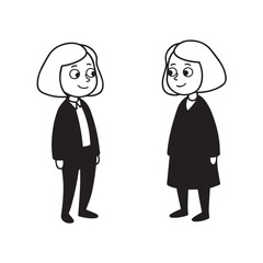 Old people black and white illustration vector image simple minimalist artwork design template