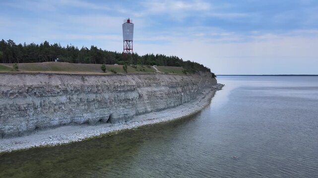 Drone Video Flying Back from Cliff over Sea