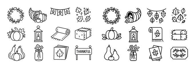 Naklejka premium Thanksgiving Icon Set