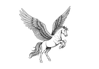 Obraz premium Pegasus rearing with wings spread