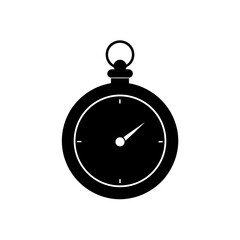 Illustration of a black pocket watch icon on transparent background