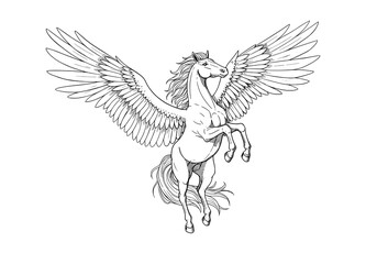 Pegasus rearing up with wings spread