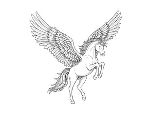 Fototapeta premium Pegasus Line Art