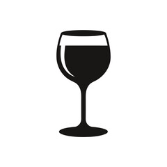 Simple black wine glass vector illustration on transparent background