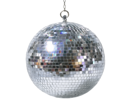 Dazzling disco ball sparkles at dance party nightclub event PNG, cut out, isolated on transparent background