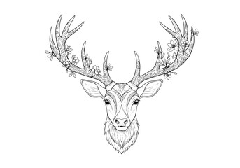 Ornate Deer with Flowers