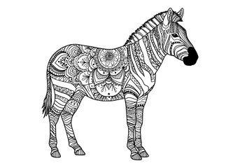 Zentangle Mandala Zebra Coloring Page