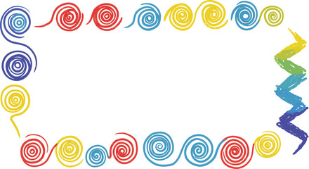 Colorful spiral shapes forming a frame ideal for design on transparent background