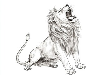 Graphic layout featuring a roaring lion in a bold monochrome style for advertising
