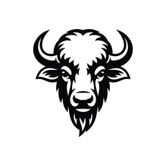 Stylized black and white bison head logo