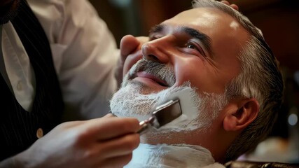 Relaxing shave experience at traditional barbershop in the late afternoon