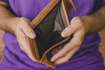 Empty moneybag photo, No money in moneybag, bad financial moment photo